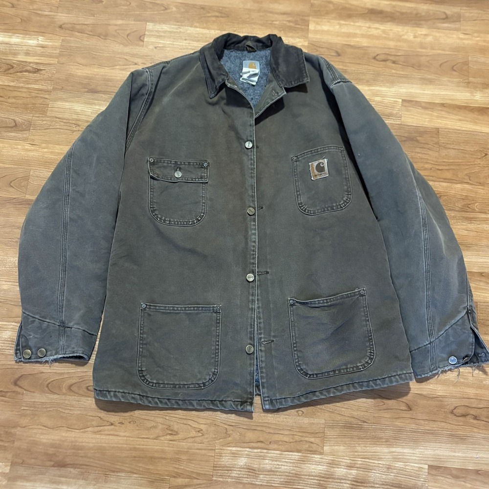 VTG Carhartt Chore Coat Jacket LT C02CHT Blanket Lined Canvas Workwear Brown - Picture 9 of 12